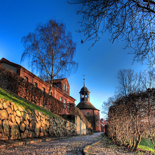 Blick vom Wallweg Blick auf den Schlossturm von Lauenburg