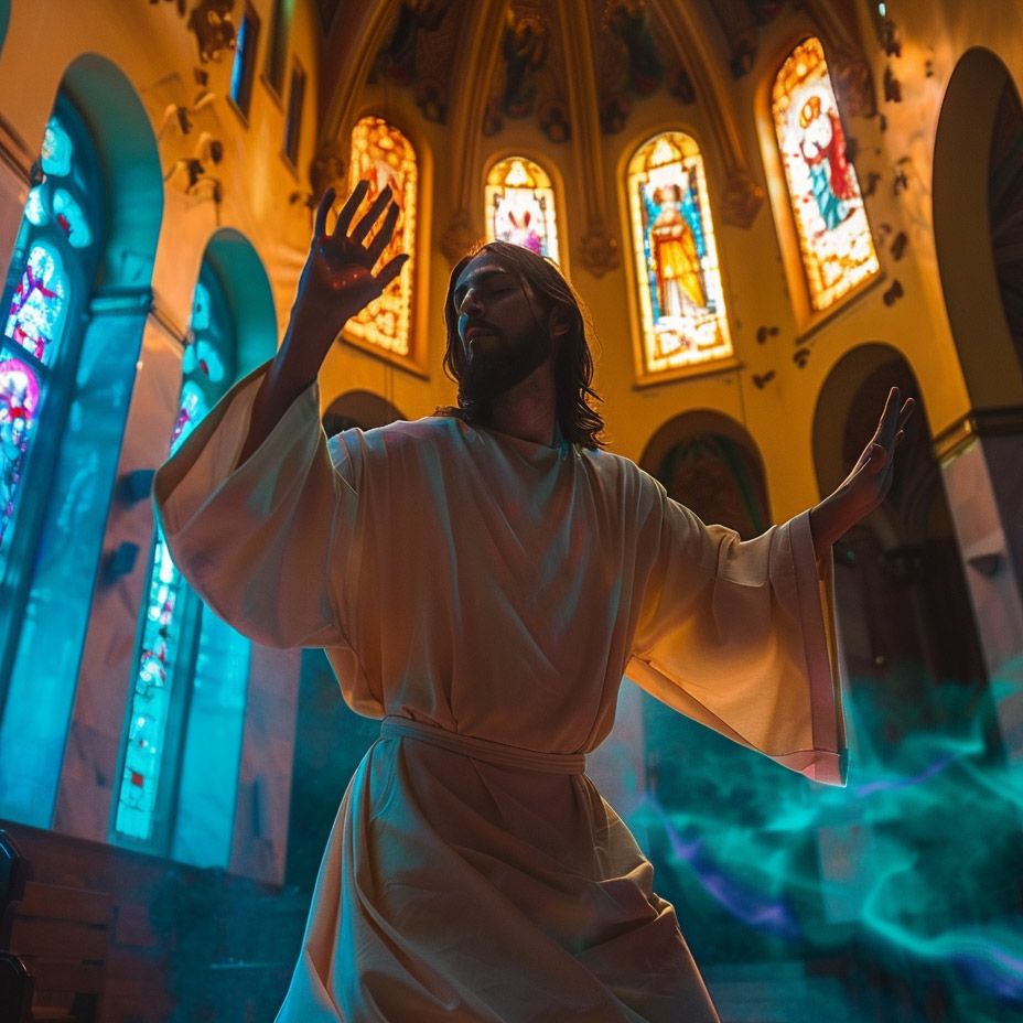 Techno in church - Midjourney